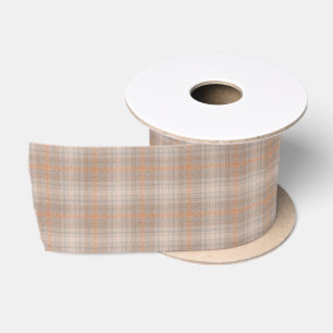 Beige orange chequered satin ribbon