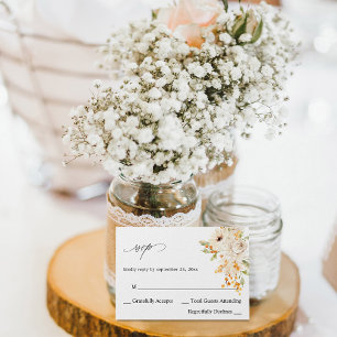 Beige & Orange Floral no Meal RSVP