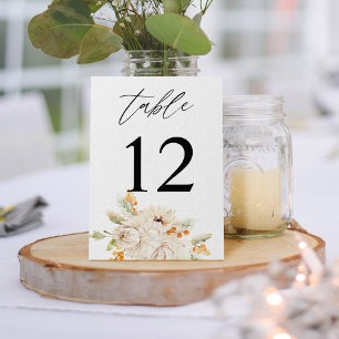 Beige & Orange Floral Table Number