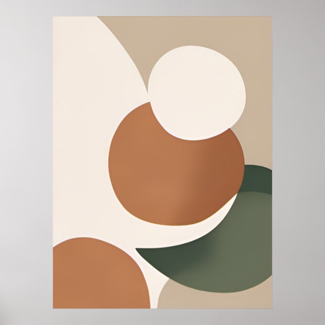 Beige Orange Green Minimal Abstract Boho AI Art  Poster (Front)