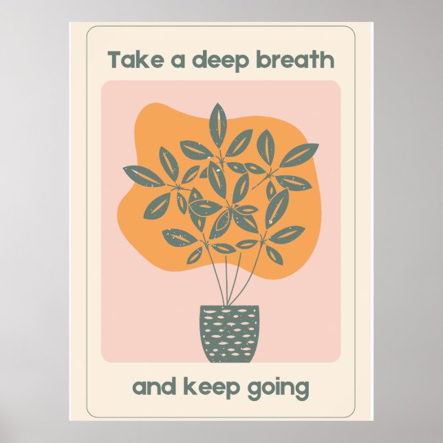 Beige Orange Organic Aesthetic Plant Pot Poster (Front)