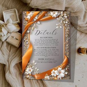 Beige Orange Ribbons Ornate floral Details Enclosure Card