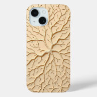 Beige Organic Embossed Branch iPhone Case