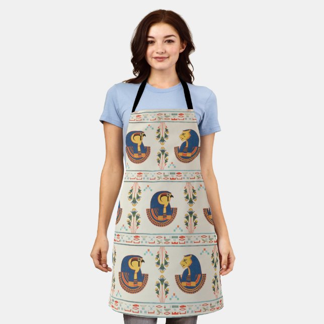 Beige ornamental Egyptian Tefnut pattern Apron (Worn)