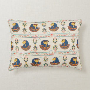 Beige ornamental Egyptian Tefnut pattern Decorative Cushion