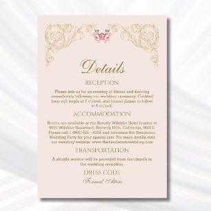 Beige Ornate Rococo Vintage Wedding Details  Enclosure Card