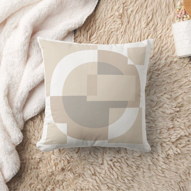 Beige Overlapping Shapes Minimalist Pillow (Blanket)