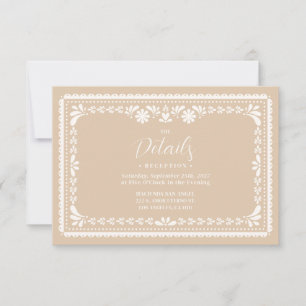 Beige Papel Picado Wedding Details Card