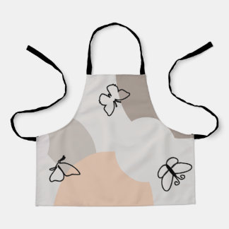 Beige Pastel Butterfly Apron