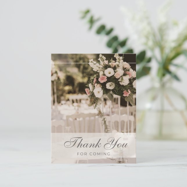 Beige Pastel Elegant Thank You Souvenir Card (Standing Front)