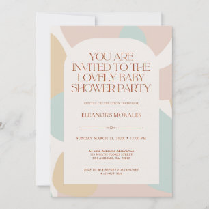 Beige Pastel Minimalist Baby Shower Party Invitation
