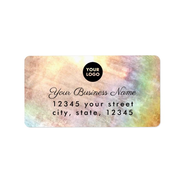 Beige Pastel Rainbow Holograph Return Address Label (Front)