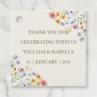 Beige Pastel Wildflower Favour Tags
