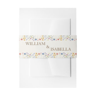 Beige Pastel Wildflower Invitation Belly Band