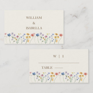 Beige Pastel Wildflower Place Card