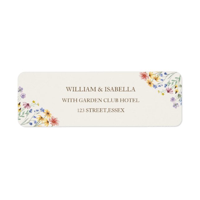 Beige Pastel Wildflower Return Address Label (Front)