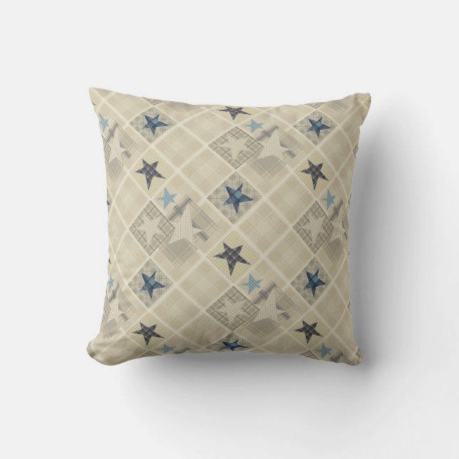 Beige patchwork cushion (Front)