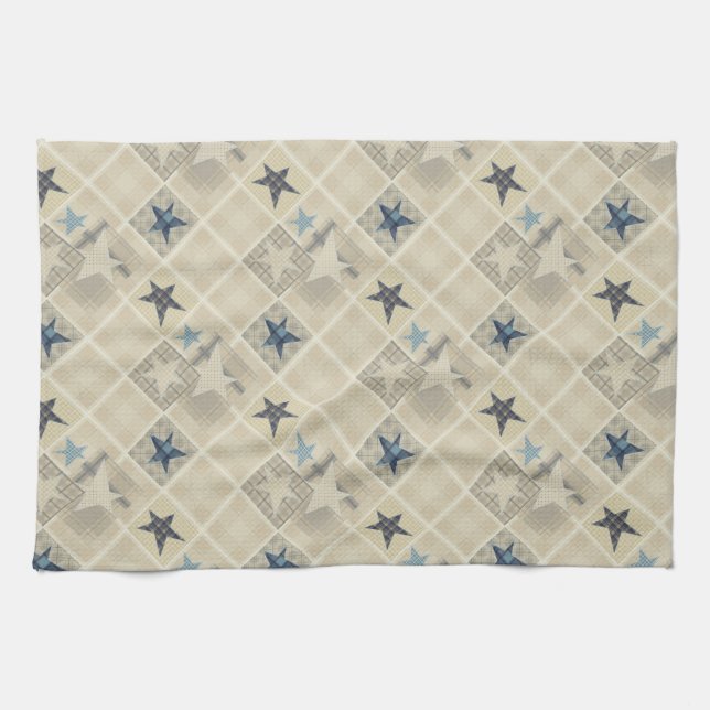 Beige patchwork tea towel (Horizontal)