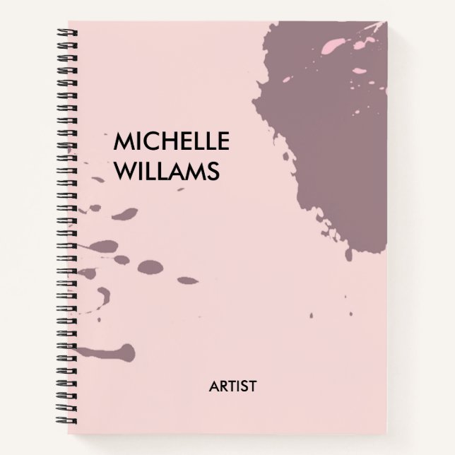 Beige peach abstract paint splash notebook (Front)