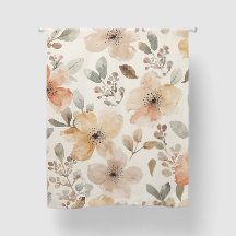 Beige Peach Floral Watercolor Botanical Pattern