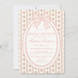 Beige & Peach Vintage Fancy Floral Bridal Shower Invitation