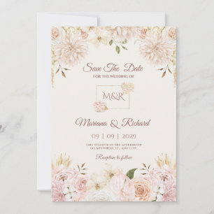 Beige& Peach Wedding Invitation 