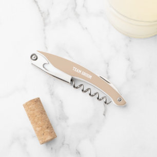 Beige Personalised Team Groom Corkscrew