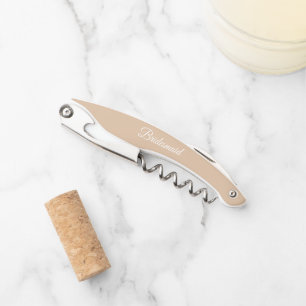 Beige Personalised Wedding Bridesmaid Corkscrew