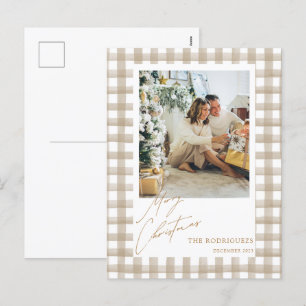Beige Photo Christmas Postcard