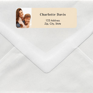 Beige  photo wedding return address  label