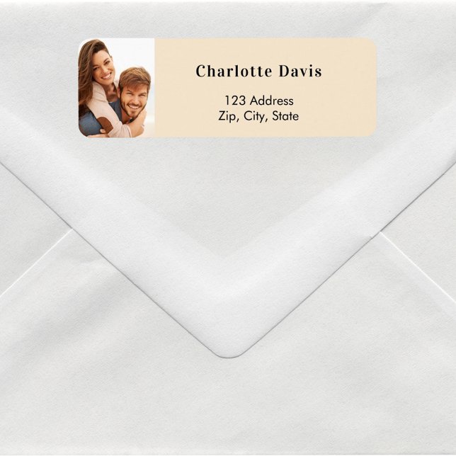 Beige  photo wedding return address  label (Creator Uploaded)