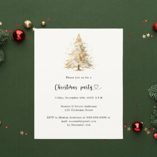 Beige pine tree snow Christmas Party invitation