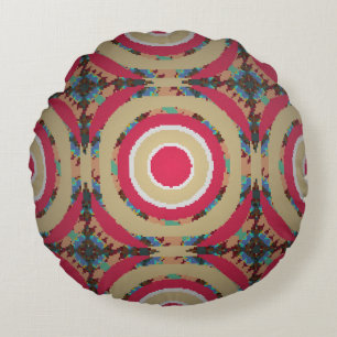 Beige, pink and blue texture. Abstract ornament. H Round Cushion