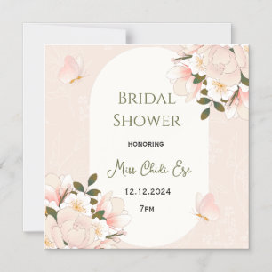 Beige Pink Floral Bridal Shower Magnetic Card