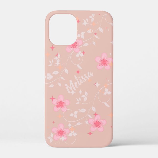 Beige Pink Floral Case-Mate iPhone Case (Back)