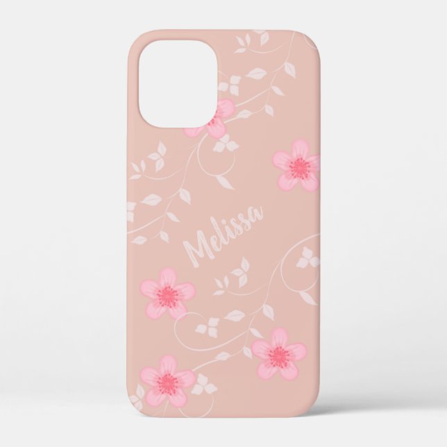 Beige Pink Floral Case-Mate iPhone Case (Back)