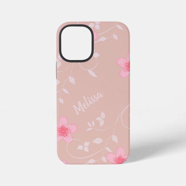 Beige Pink Floral iPhone Case (Back)