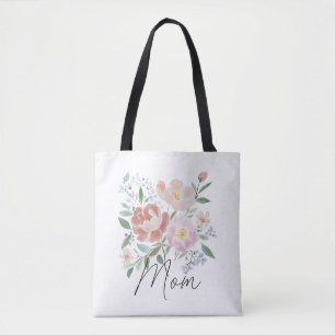 Beige Pink Floral Mothers Day Witty Caption Tote Bag