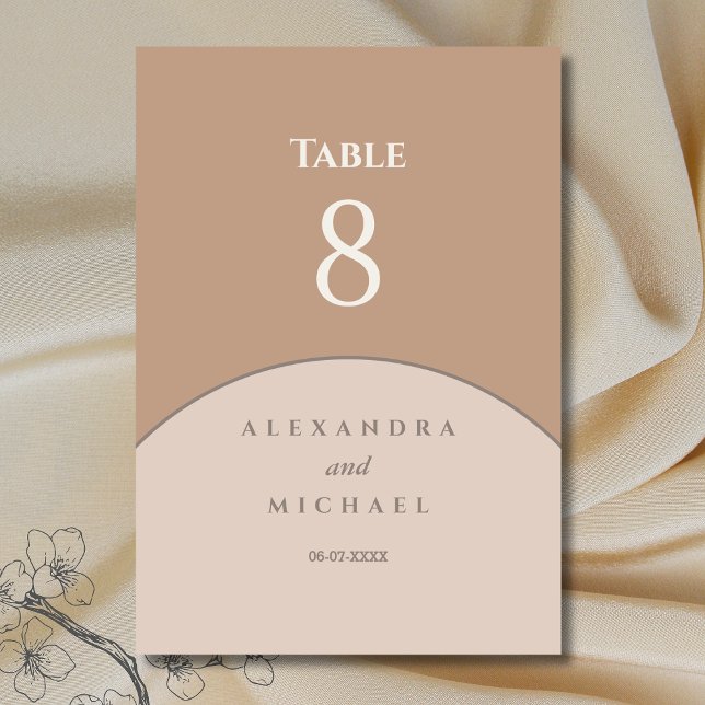 Beige Pink Minimalist Japandi Wedding  Table Number (Creator Uploaded)