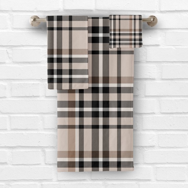 Beige Plaid Bath Towel Set (Creator Uploaded)