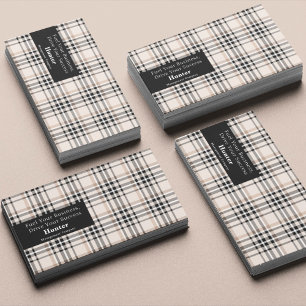 Beige Plaid Business Card