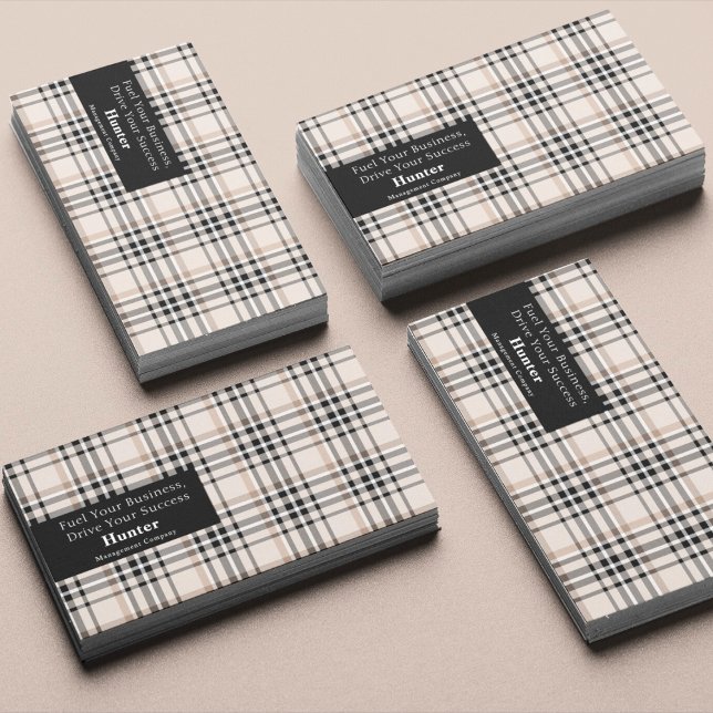 Beige Plaid Business Card (Creator Uploaded)