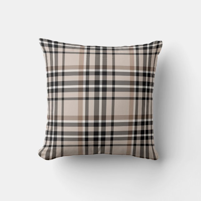 Beige Plaid Cushion (Front)