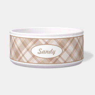 Beige Plaid Pattern With Custom Pet Name