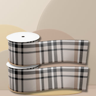 Beige Plaid  Satin Ribbon