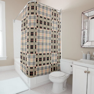 Beige Plaid Tartan Checkered Pattern Plaid Pattern Shower Curtain