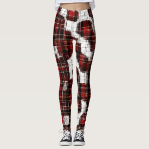 Beige Plaid Tartan Pattern  Leggings