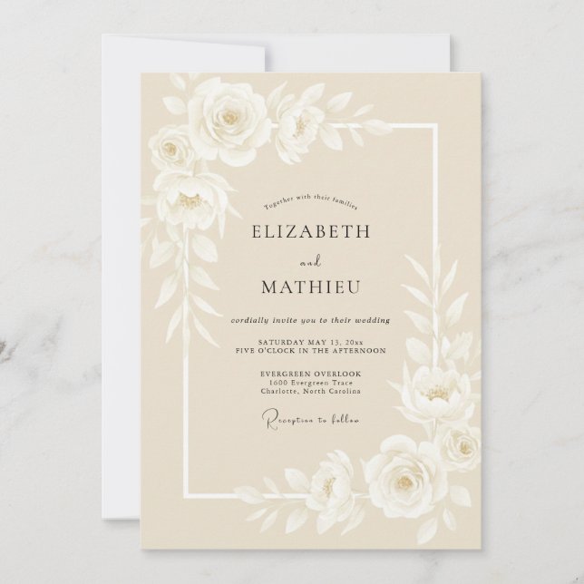 Beige Polished Classic Wedding Invitation (Front)
