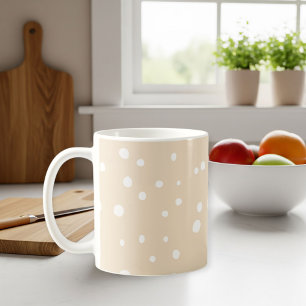Beige polka dot cup with handle, Birthday gift
