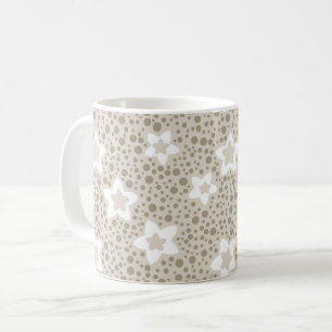 Beige polka dot retro with stars and flowers  coffee mug